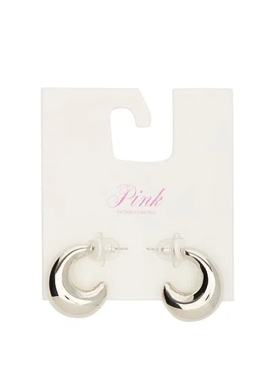 Pink Medium Silver Chubby Hoop Earrings In Gold