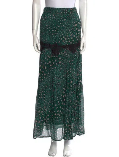 Pre-owned Pink Memories Floral Print Long Skirt W/ Tags In Green