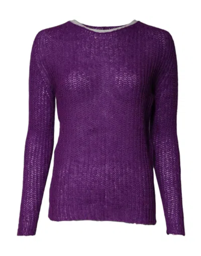 Pre-owned Pink Memories Knitted Long Sleeves Round Neck Women's Sweater () In Purple