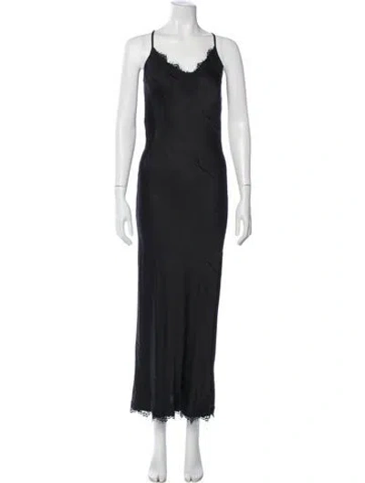 Pre-owned Pink Memories Lace Pattern Long Dress In Gray