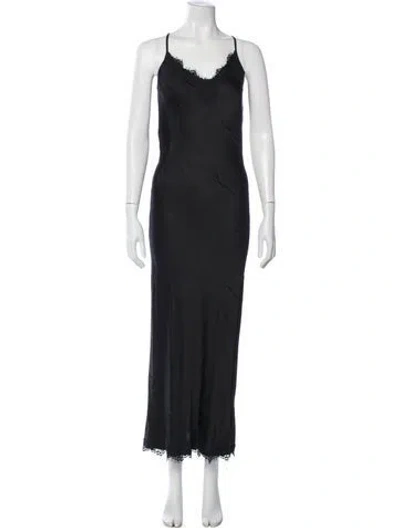 Pre-owned Pink Memories Lace Pattern Long Dress In Grey