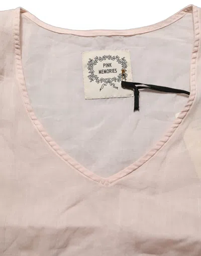 Pink Memories Light Pink Linen V-neck Long Sleeves Blouse Top