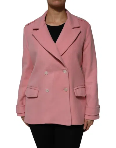 Pre-owned Pink Memories Memories Wool Double Breasted Blazer Coat Women's Jacket () In Pink