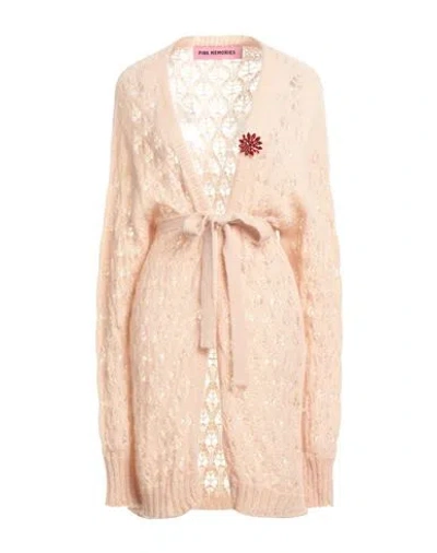 Pink Memories Woman Cardigan Beige Size 10 Acrylic, Mohair Wool, Polyamide, Wool In Sand