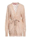 Pink Memories Woman Cardigan Beige Size 10 Acrylic, Mohair Wool, Polyamide, Wool In Multi