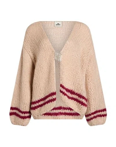 Pink Memories Woman Cardigan Beige Size 2 Acrylic, Polyamide, Nylon, Wool In Multi