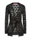 Pink Memories Woman Cardigan Black Size 6 Cotton, Acrylic, Metallic Polyester, Polyamide In Black