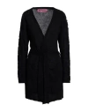 Pink Memories Woman Cardigan Black Size 12 Polyamide, Mohair Wool, Wool, Cotton