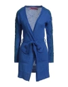 Pink Memories Woman Cardigan Blue Size 10 Polyamide, Mohair Wool, Wool, Cotton