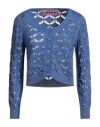 Pink Memories Woman Cardigan Blue Size 8 Cotton, Acrylic, Metallic Polyester, Polyamide