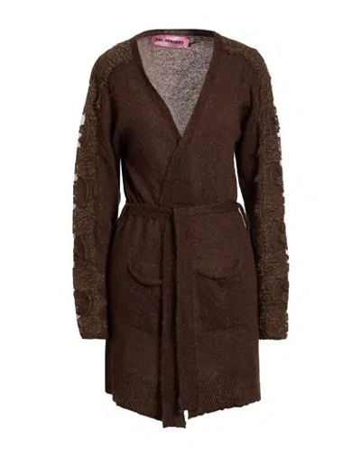Pink Memories Woman Cardigan Brown Size 10 Polyamide, Mohair Wool, Wool, Cotton