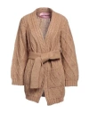 Pink Memories Woman Cardigan Camel Size 8 Acrylic, Mohair Wool, Polyamide, Wool In Beige