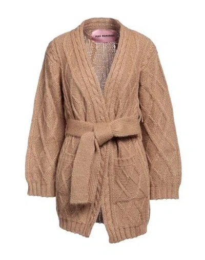 Pink Memories Woman Cardigan Camel Size 8 Acrylic, Mohair Wool, Polyamide, Wool In Beige