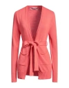 Pink Memories Woman Cardigan Coral Size 8 Cotton In Red
