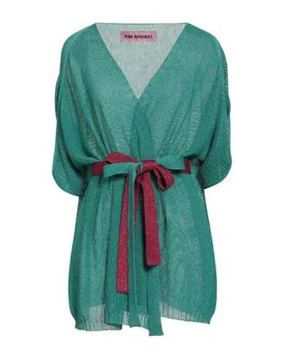 Pink Memories Woman Cardigan Deep Teal Size 4 Viscose, Polyamide, Metal In Green