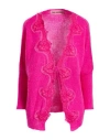 Pink Memories Woman Cardigan Fuchsia Size 6 Polyamide, Mohair Wool, Wool, Cotton