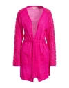 Pink Memories Woman Cardigan Fuchsia Size 8 Polyamide, Mohair Wool, Wool, Cotton