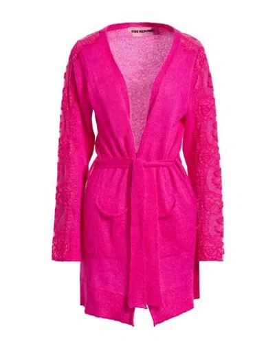 Pink Memories Woman Cardigan Fuchsia Size 8 Polyamide, Mohair Wool, Wool, Cotton