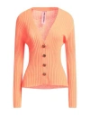 Pink Memories Woman Cardigan Orange Size 4 Wool