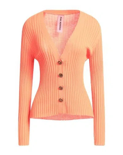 Pink Memories Woman Cardigan Orange Size 4 Wool