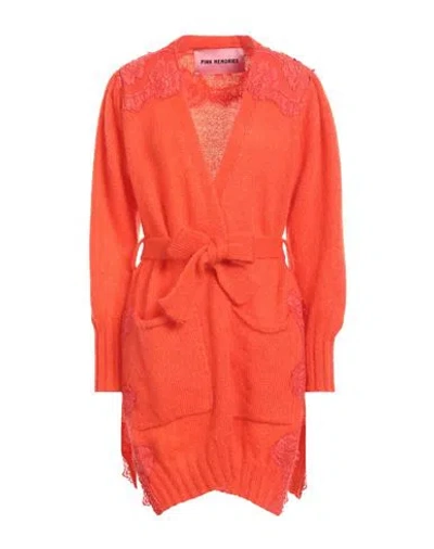 Pink Memories Woman Cardigan Orange Size 8 Polyamide, Mohair Wool, Wool, Cotton
