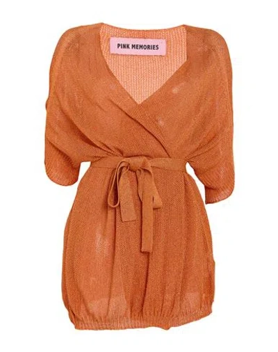 Pink Memories Woman Cardigan Orange Size 8 Viscose, Polyamide, Metal