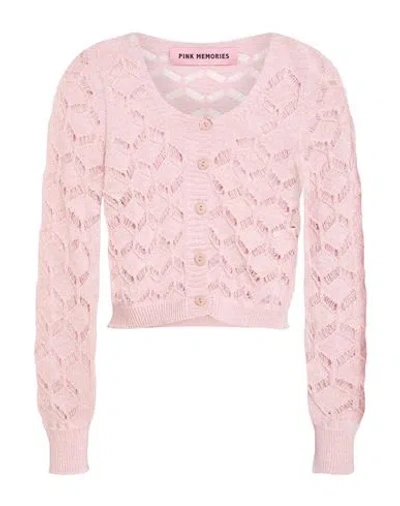 Pink Memories Woman Cardigan Pink Size 6 Cotton, Acrylic, Metallic Polyester, Polyamide