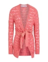 Pink Memories Woman Cardigan Salmon Pink Size 10 Cotton, Acrylic, Metallic Polyester, Polyamide