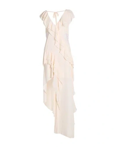 Pink Memories Woman Maxi Dress Cream Size 6 Polyester In White