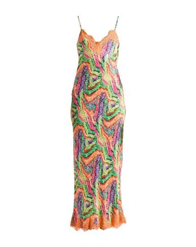 Pink Memories Woman Maxi Dress Orange Size 6 Viscose, Cotton, Polyamide