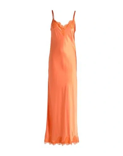 Pink Memories Woman Maxi Dress Orange Size 8 Viscose, Elastane, Cotton, Polyamide In Multi