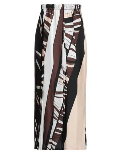 Pink Memories Woman Long Skirt Dark Brown Size 10 Polyester