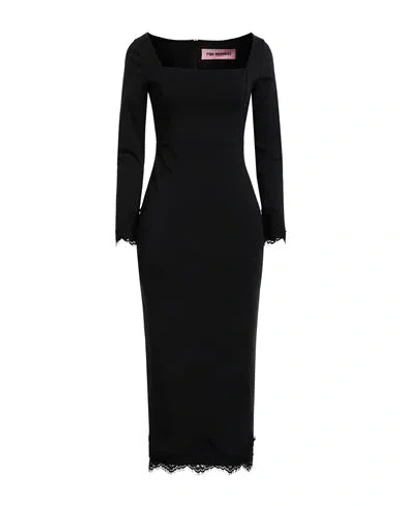 Pink Memories Woman Midi Dress Black Size 6 Cotton, Nylon, Elastane