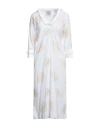 Pink Memories Woman Midi Dress White Size 2 Cotton, Viscose In White
