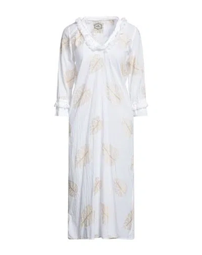 Pink Memories Woman Midi Dress White Size 2 Cotton, Viscose