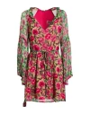 Pink Memories Woman Mini Dress Fuchsia Size 8 Viscose In Pink