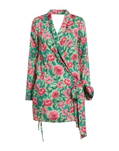 Pink Memories Woman Mini Dress Green Size 8 Cotton