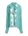 Pink Memories Woman Shirt Turquoise Size 10 Viscose In Blue