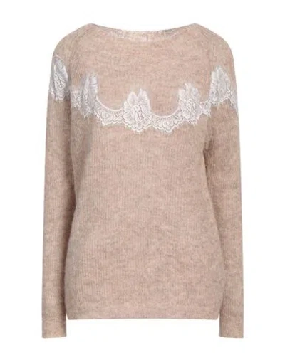 Pink Memories Woman Sweater Beige Size 8 Alpaca Wool, Polyamide, Wool, Cotton