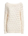 Pink Memories Woman Sweater Beige Size 10 Cotton, Acrylic, Metallic Polyester, Polyamide