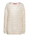 Pink Memories Woman Sweater Beige Size 8 Cotton, Acrylic, Metallic Polyester, Polyamide