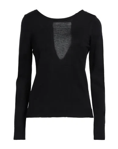 Pink Memories Woman Sweater Black Size 8 Merino Wool