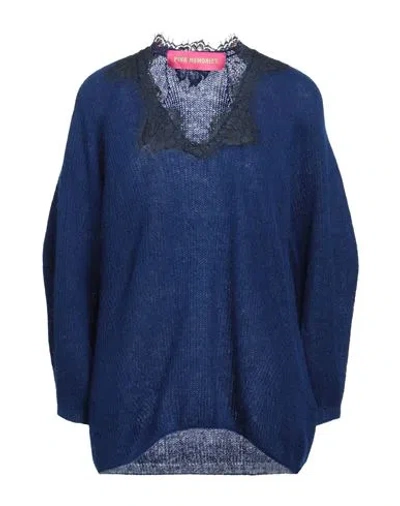 Pink Memories Woman Sweater Blue Size 4 Alpaca Wool, Polyamide, Wool, Cotton