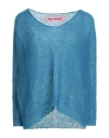 Pink Memories Woman Sweater Blue Size 8 Acrylic, Mohair Wool, Polyamide, Wool