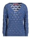 Pink Memories Woman Sweater Blue Size 8 Cotton, Acrylic, Lurex In Blue