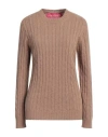 Pink Memories Woman Sweater Camel Size 8 Recycled Wool, Viscose, Recycled Polyamide, Cashmere In Beige