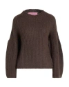 Pink Memories Woman Sweater Chocolate Brown Size 2 Acrylic, Mohair Wool, Polyamide, Wool In Brown