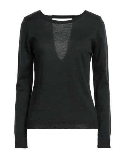 Pink Memories Woman Sweater Dark Green Size 8 Merino Wool In Black