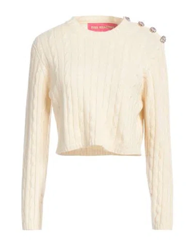 Pink Memories Woman Sweater Ivory Size 4 Recycled Wool, Viscose, Recycled Polyamide, Cashmere In White