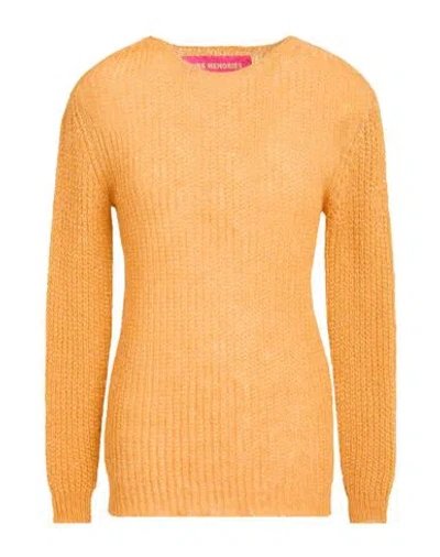 Pink Memories Woman Sweater Mandarin Size 10 Acrylic, Mohair Wool, Polyamide, Wool In Orange